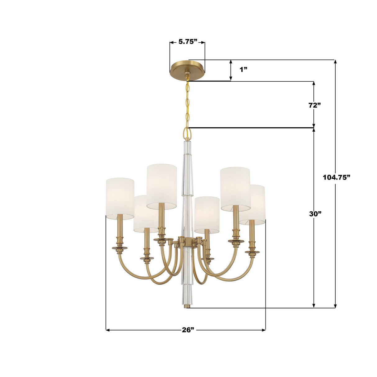Crystorama Lloyd 6 Light Aged Brass Chandelier