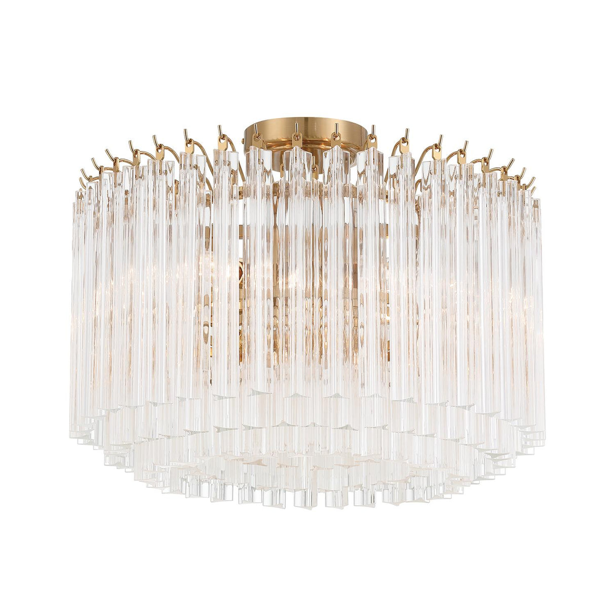 Crystorama Lofton 5 Light Aged Brass Semi Flush Mount