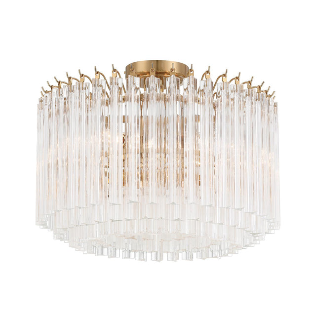 Crystorama Lofton 5 Light Aged Brass Semi Flush Mount