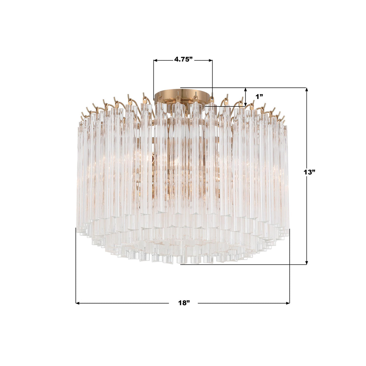 Crystorama Lofton 5 Light Aged Brass Semi Flush Mount