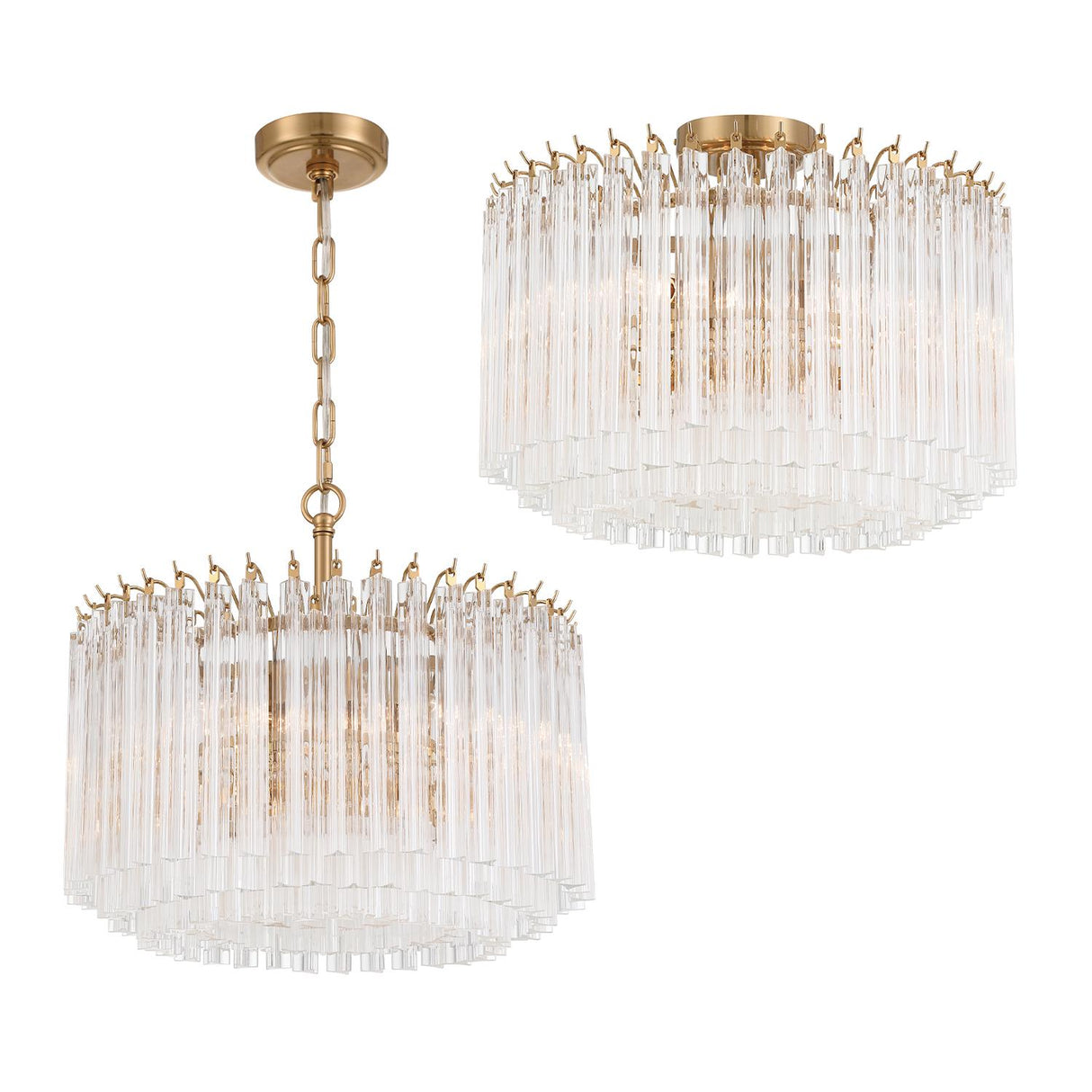 Crystorama Lofton 5 Light Aged Brass Semi Flush Mount