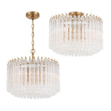 Crystorama Lofton 5 Light Aged Brass Semi Flush Mount
