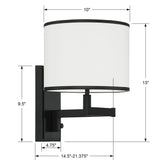 Crystorama Madison 1 Light Matte Black Task Sconce