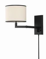 Crystorama Madison 1 Light Matte Black Task Sconce
