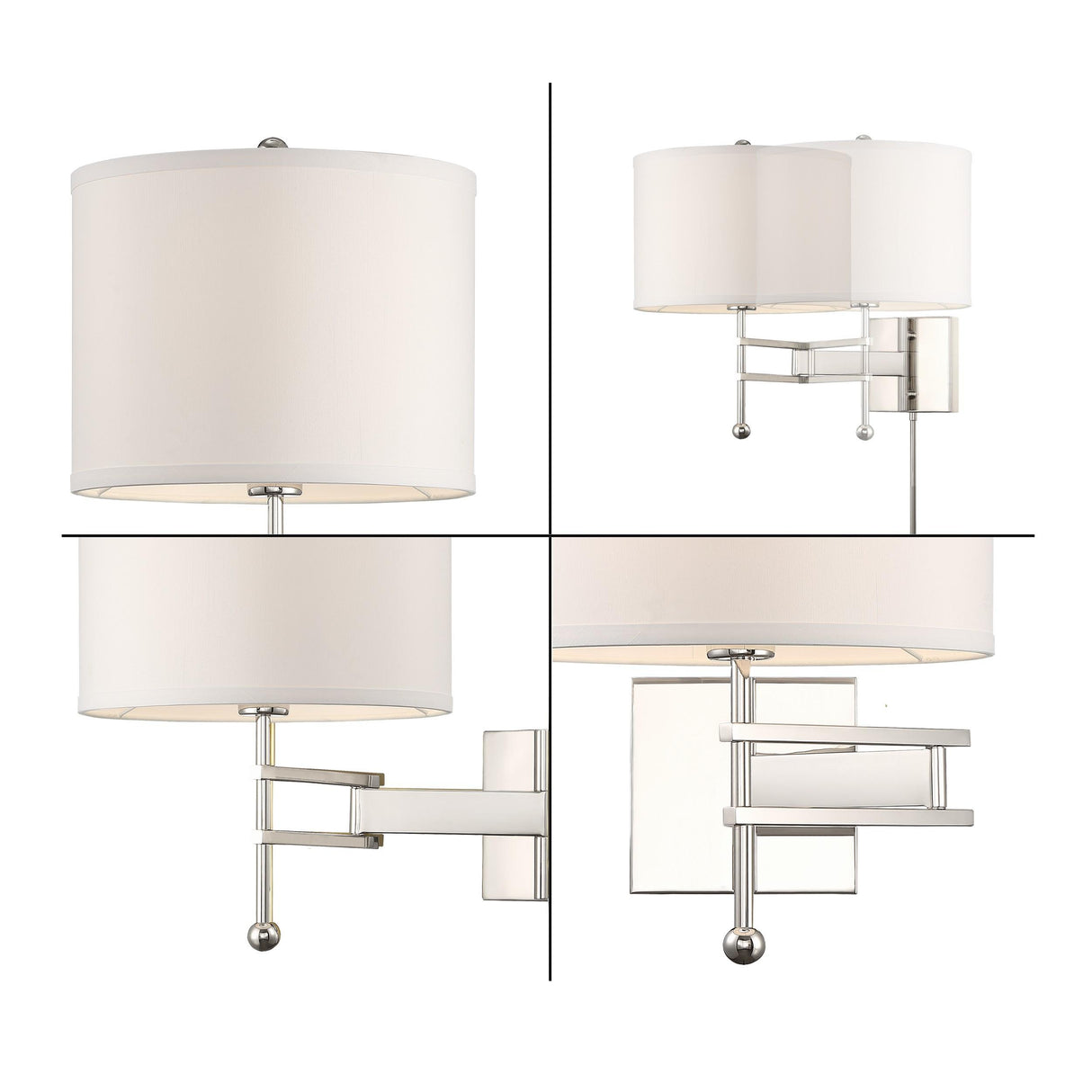 Crystorama Marshall 1 Light Polished Nickel Task Sconce