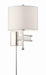 Crystorama Marshall 1 Light Polished Nickel Task Sconce