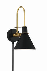 Crystorama Medford 1 Light Matte Black Task Sconce