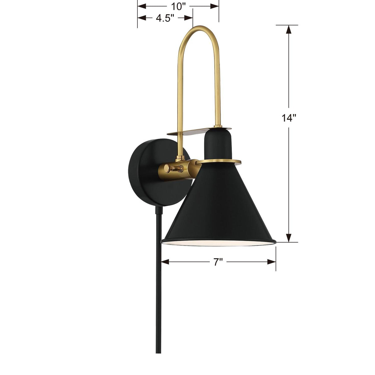 Crystorama Medford 1 Light Matte Black Task Sconce