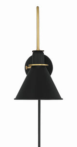Crystorama Medford 1 Light Matte Black Task Sconce