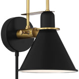 Crystorama Medford 1 Light Matte Black Task Sconce