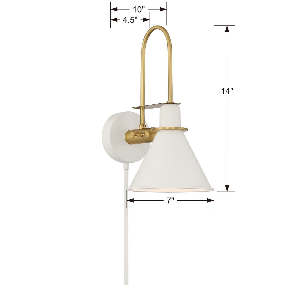 Crystorama Medford 1 Light White Task Sconce