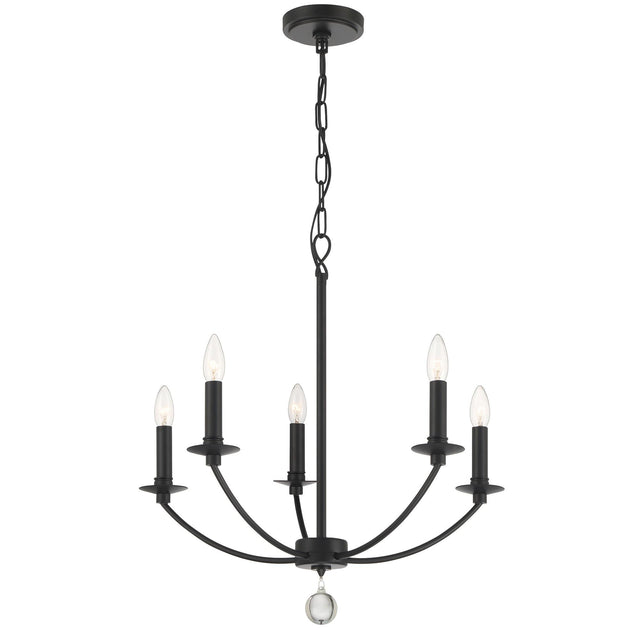 Crystorama Mila 5 Light Black Chandelier