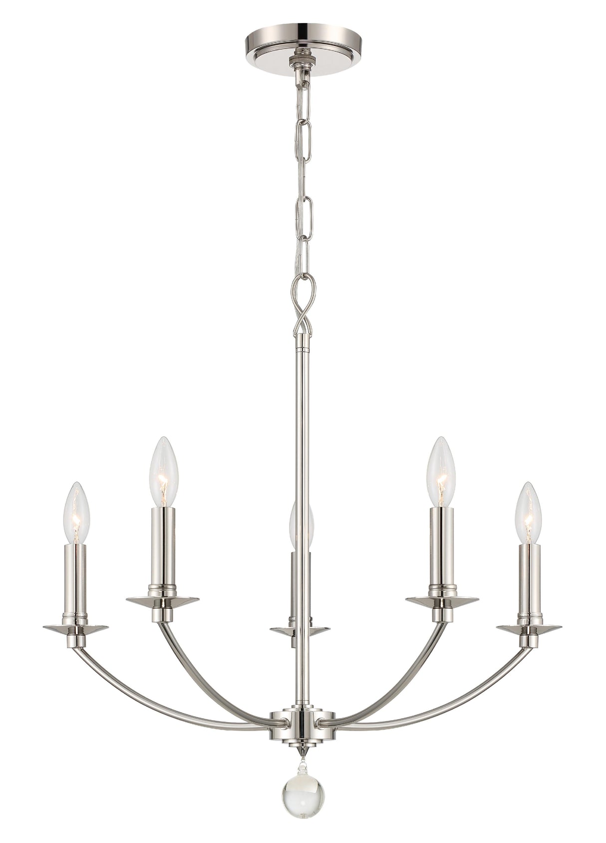Crystorama Mila 5 Light Polished Nickel Chandelier