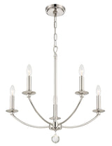 Crystorama Mila 5 Light Polished Nickel Chandelier