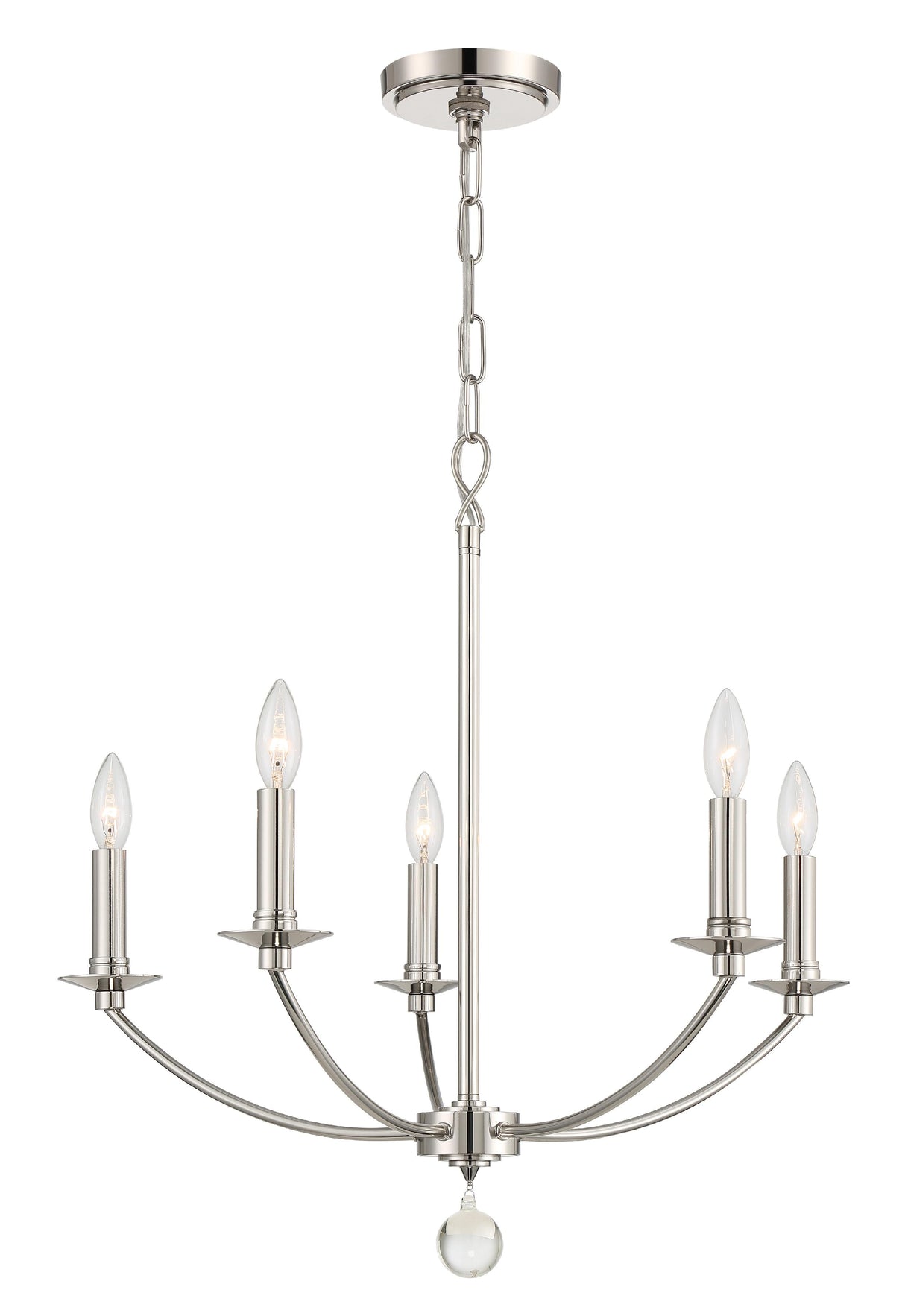 Crystorama Mila 5 Light Polished Nickel Chandelier