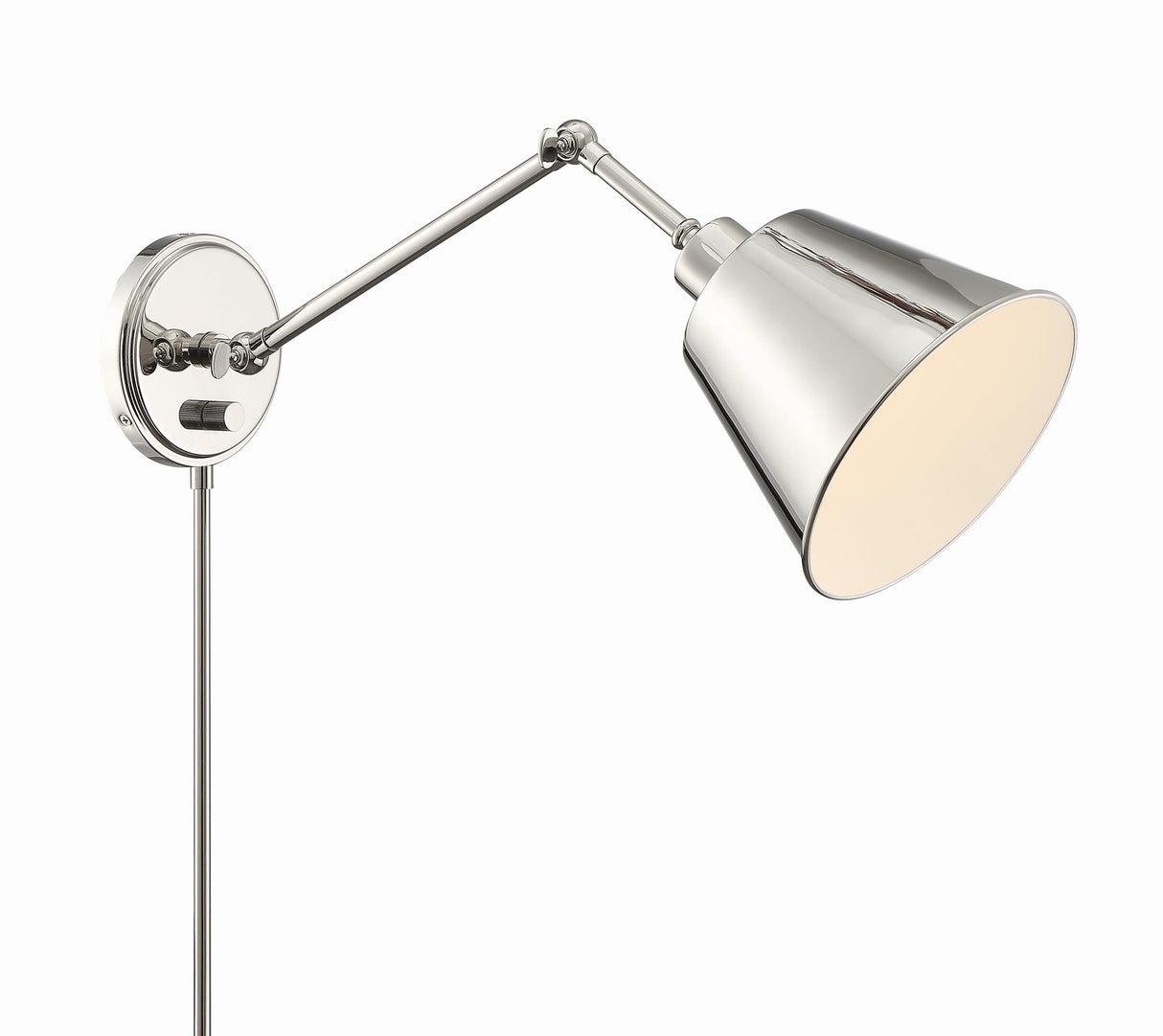 Crystorama Mitchell 1 Light Polished Nickel Task Sconce