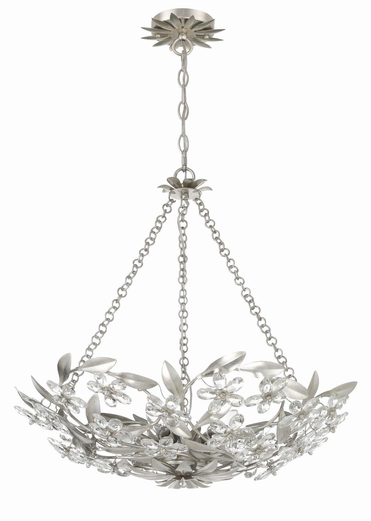 Crystorama Marselle 6 Light Antique Silver Chandelier