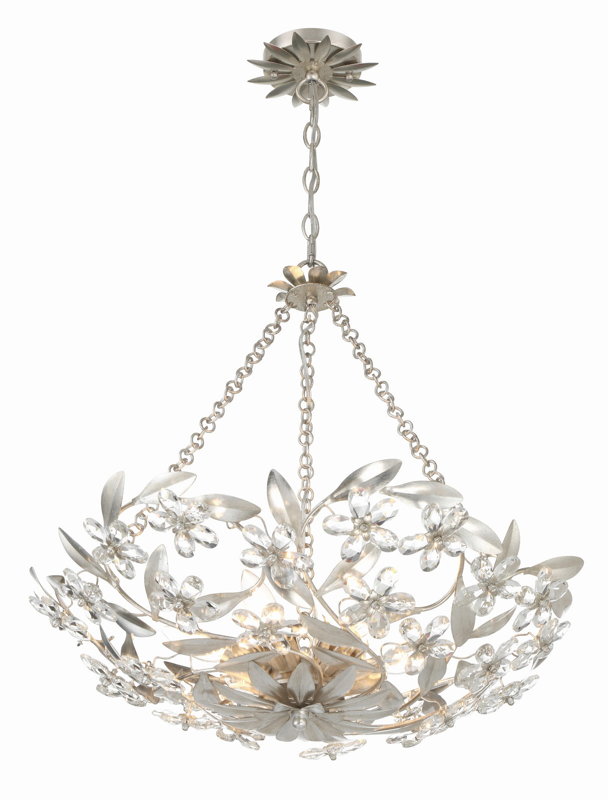 Crystorama Marselle 6 Light Antique Silver Chandelier