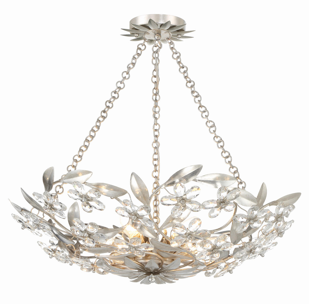 Crystorama Marselle 6 Light Antique Silver Semi Flush Mount