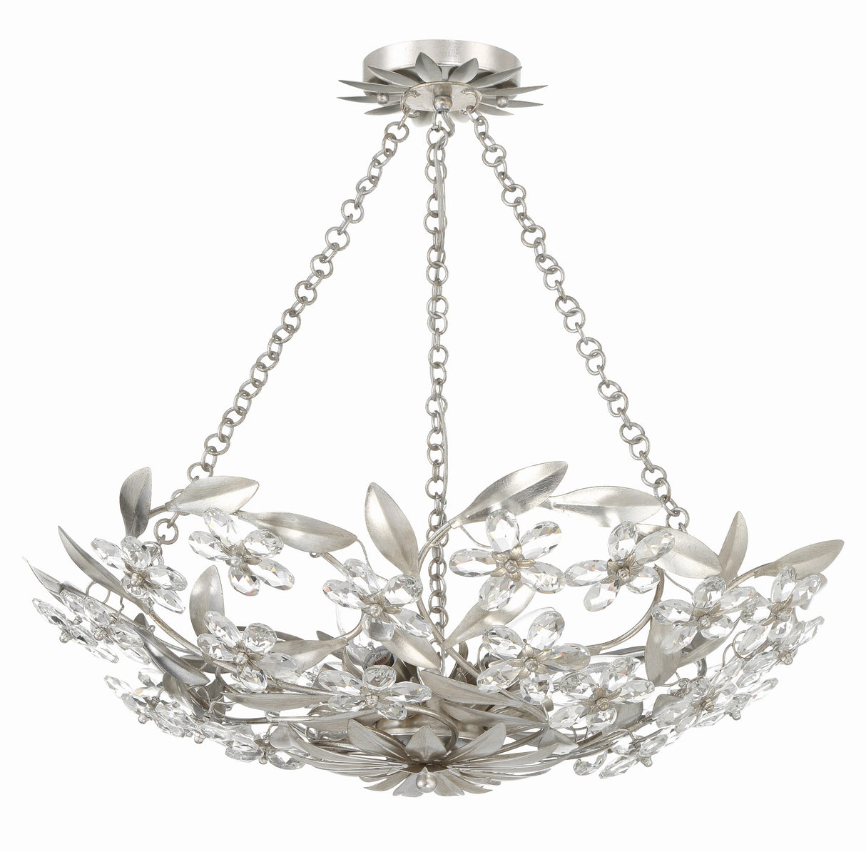 Crystorama Marselle 6 Light Antique Silver Semi Flush Mount