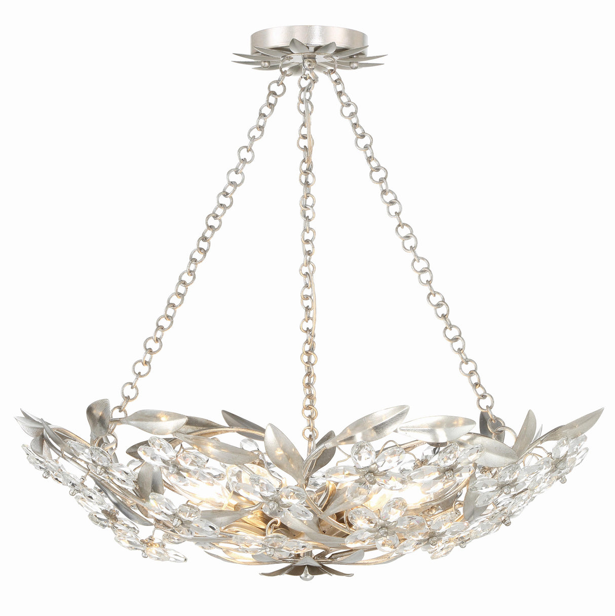 Crystorama Marselle 6 Light Antique Silver Semi Flush Mount