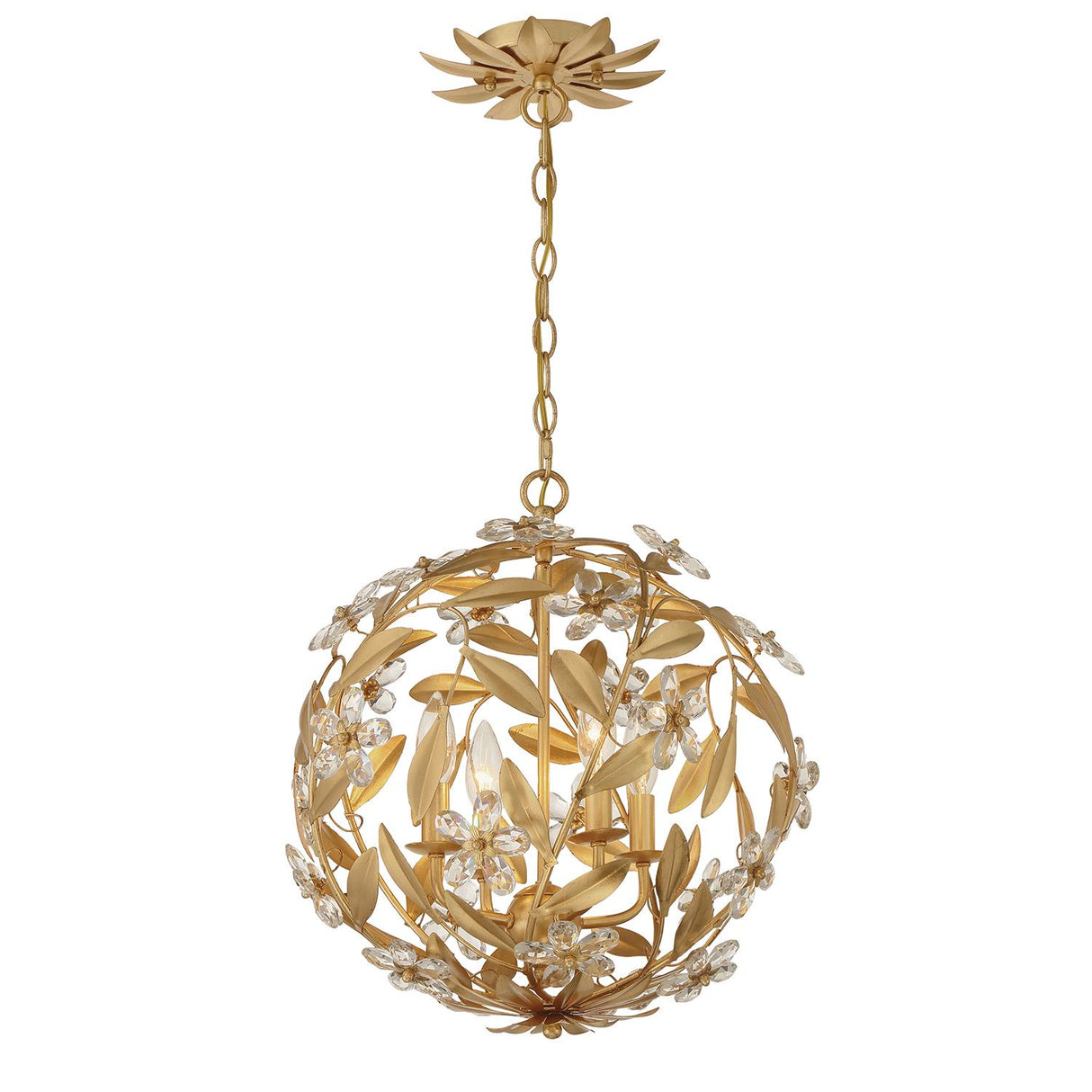 Crystorama Marselle 4 Light Antique Gold Mini Pendant