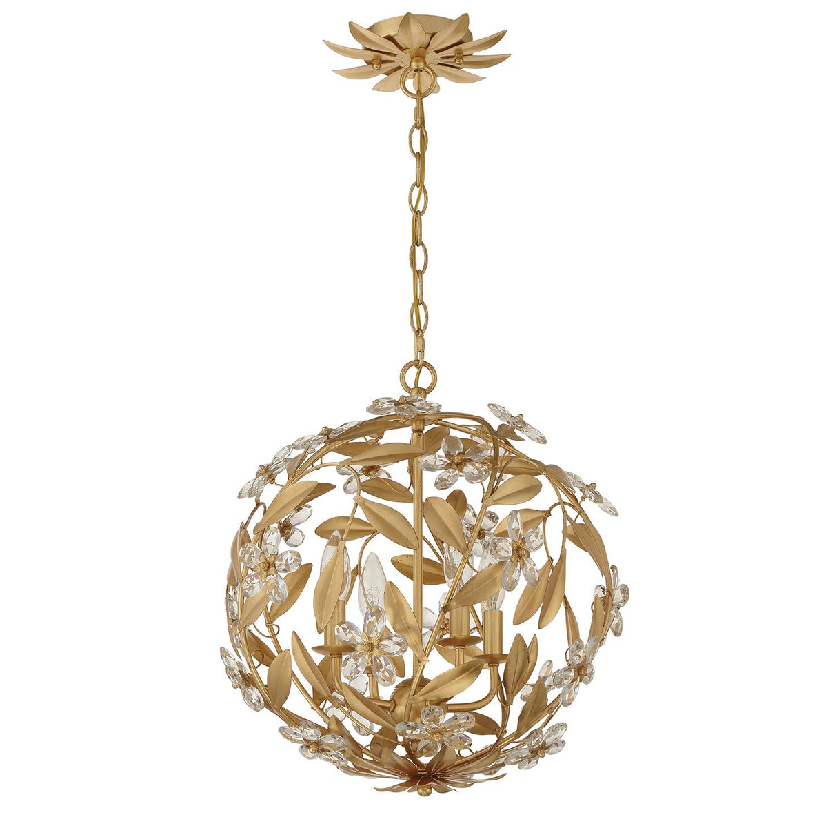 Crystorama Marselle 4 Light Antique Gold Mini Pendant
