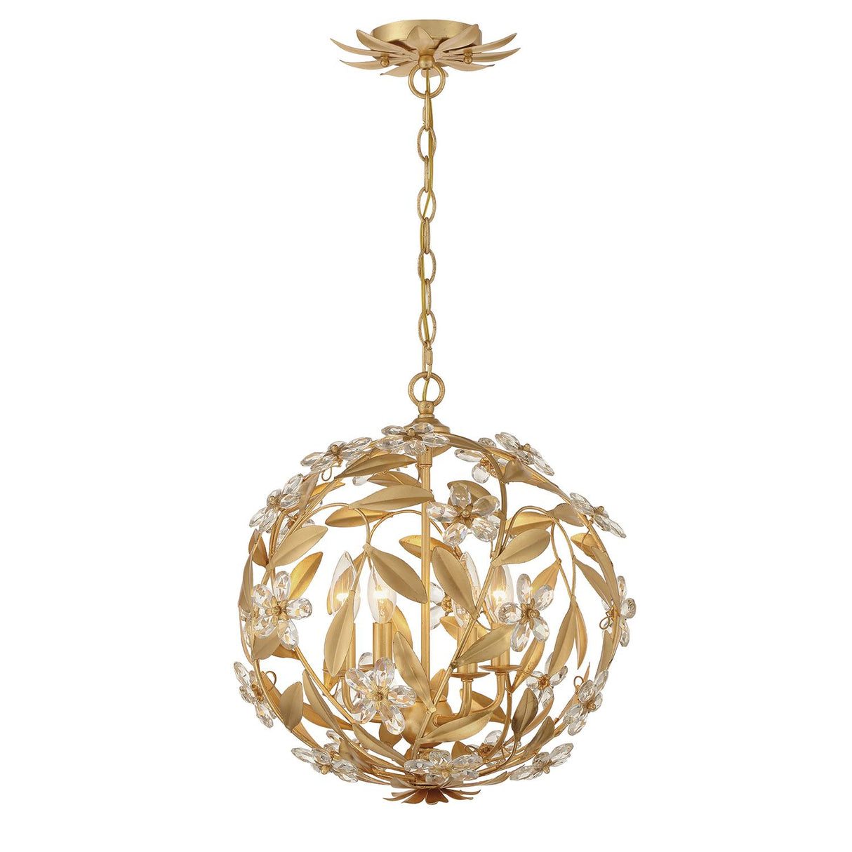 Crystorama Marselle 4 Light Antique Gold Mini Pendant