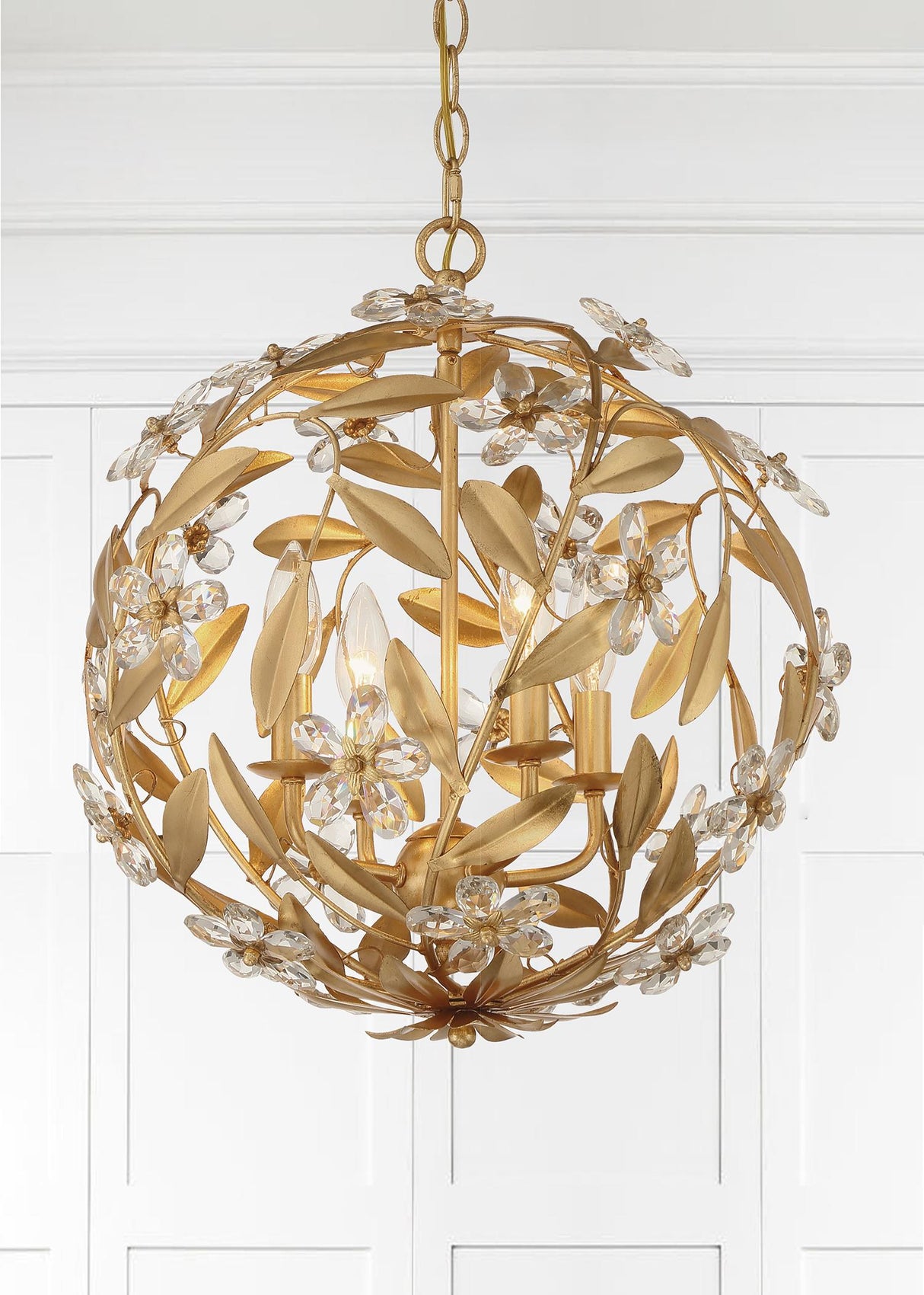 Crystorama Marselle 4 Light Antique Gold Mini Pendant