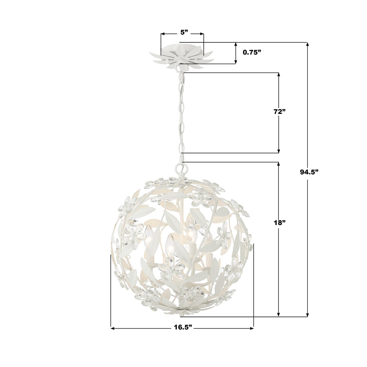Crystorama Marselle 4 Light Matte White Mini Pendant