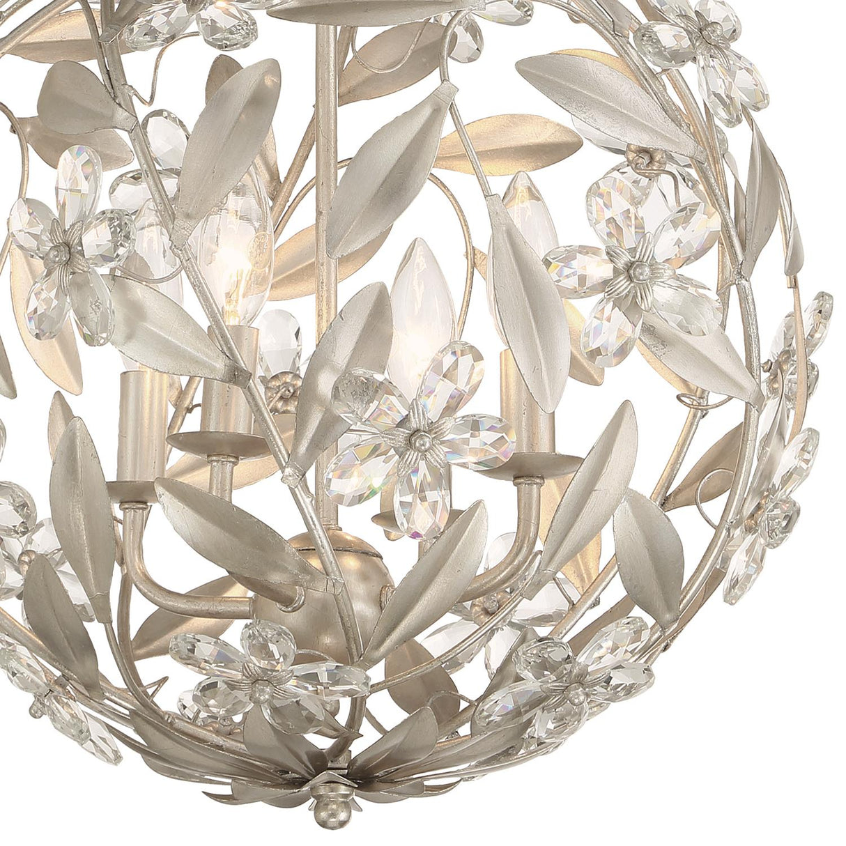 Crystorama Marselle 4 Light Antique Silver Mini Pendant