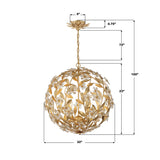 Crystorama Marselle 6 Light Antique Gold Pendant