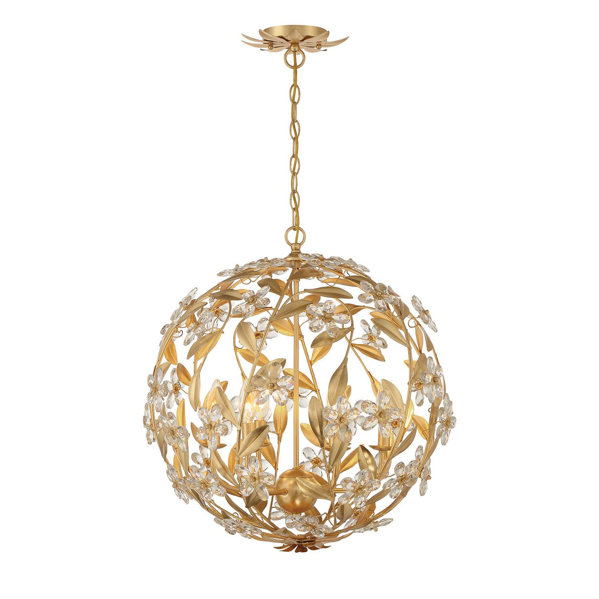 Crystorama Marselle 6 Light Antique Gold Pendant