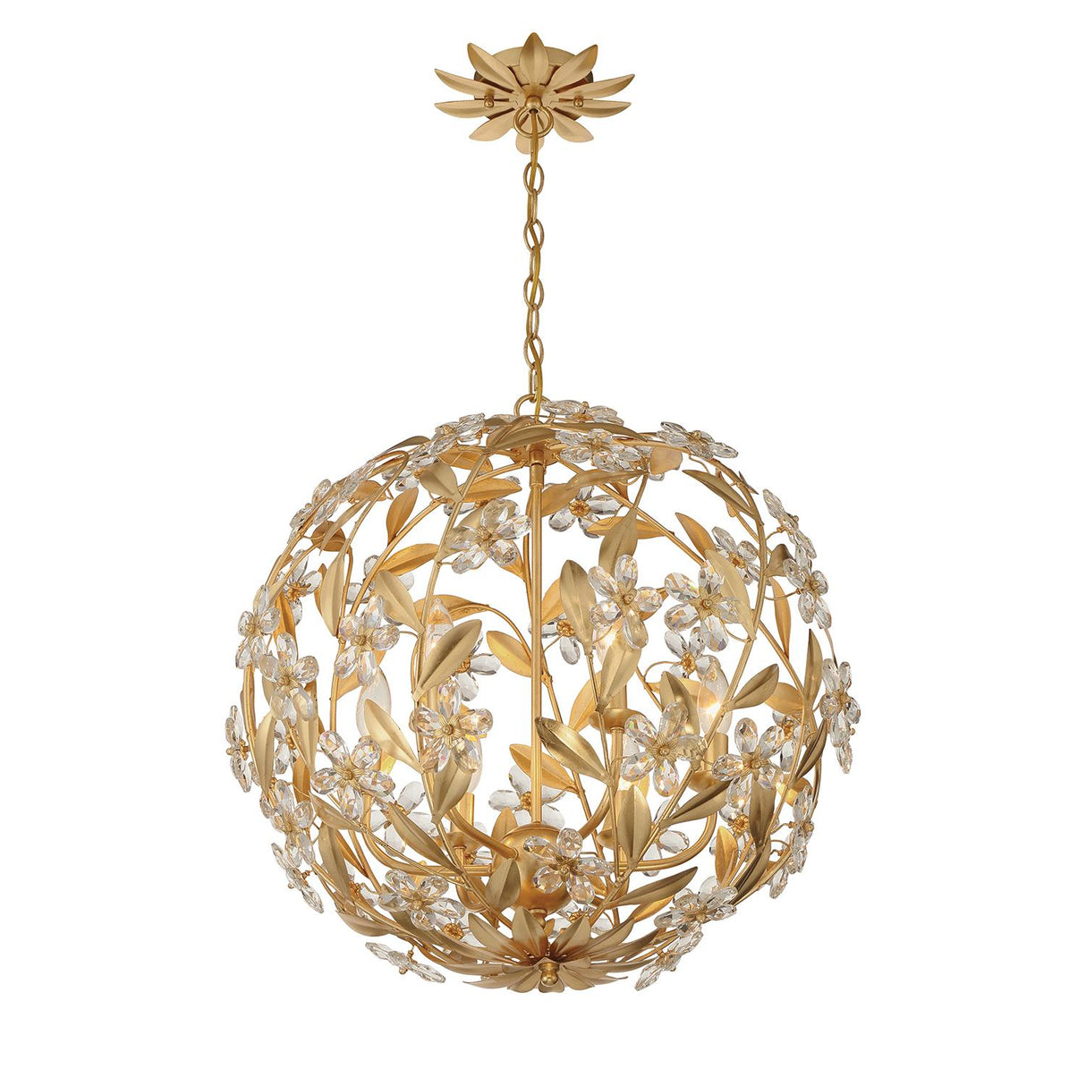 Crystorama Marselle 6 Light Antique Gold Pendant