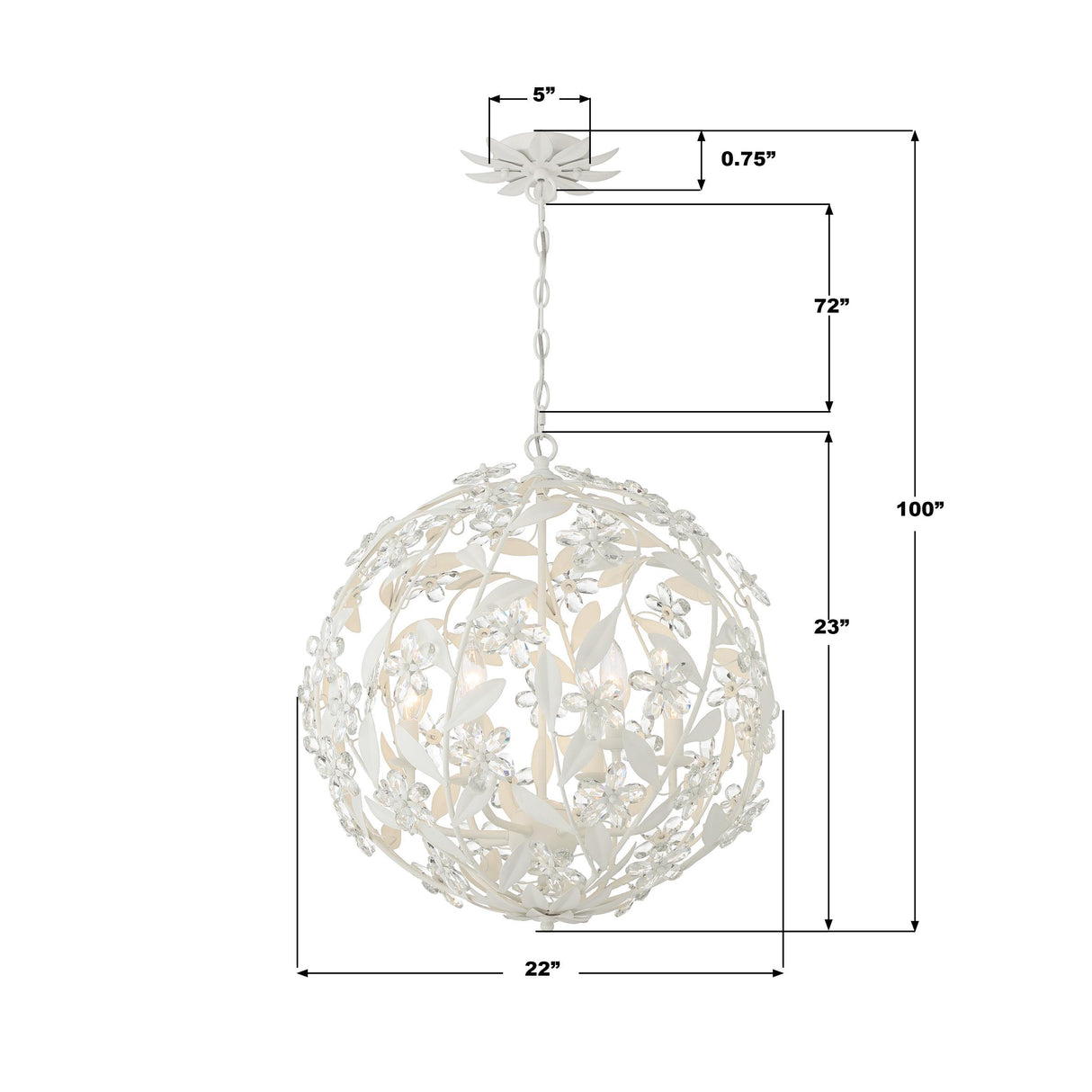 Crystorama Marselle 6 Light Matte White Pendant