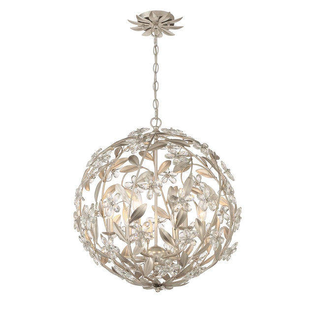 Crystorama Marselle 6 Light Antique Silver Pendant