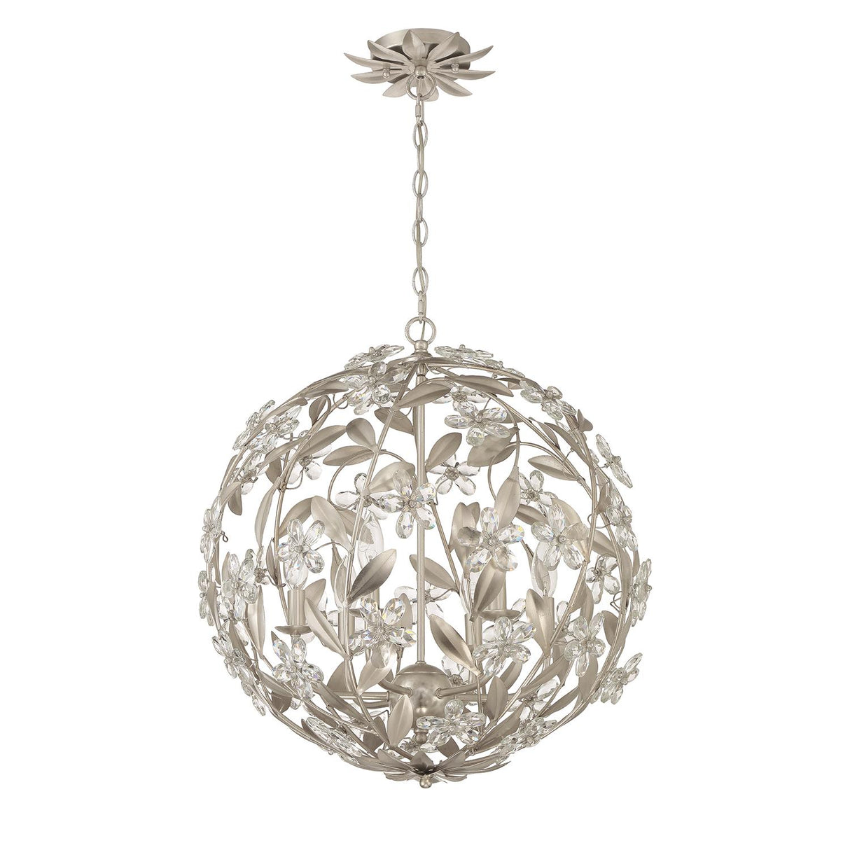 Crystorama Marselle 6 Light Antique Silver Pendant