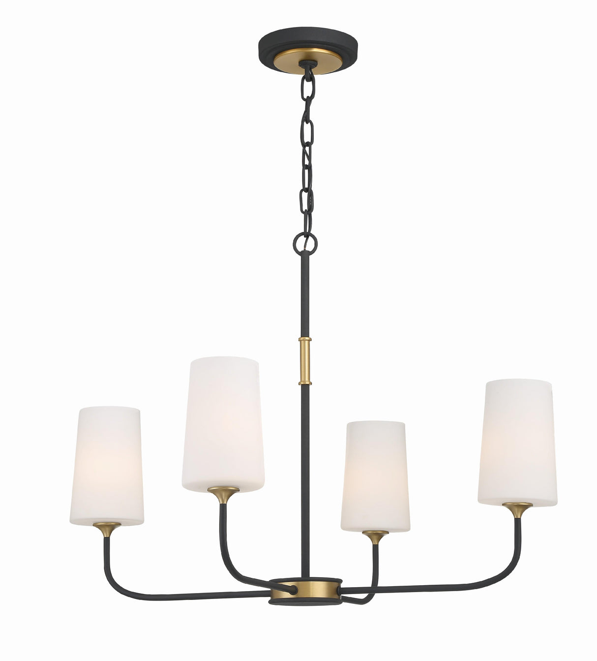Crystorama Niles 4 Light Black Forged + Modern Gold Chandelier