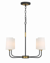 Crystorama Niles 4 Light Black Forged + Modern Gold Chandelier