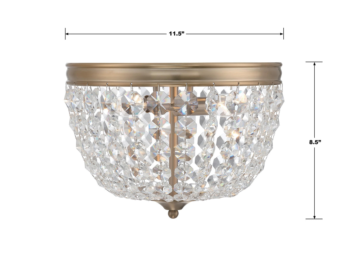 Crystorama Nola 2 Light Vibrant Gold Flush Mount