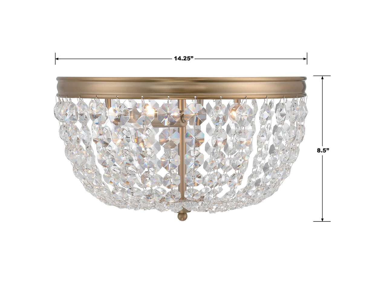 Crystorama Nola 3 Light Vibrant Gold Flush Mount