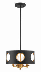 Crystorama Odelle 4 Light Black + Antique Gold Chandelier