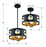 Crystorama Odelle 4 Light Black + Antique Gold Chandelier