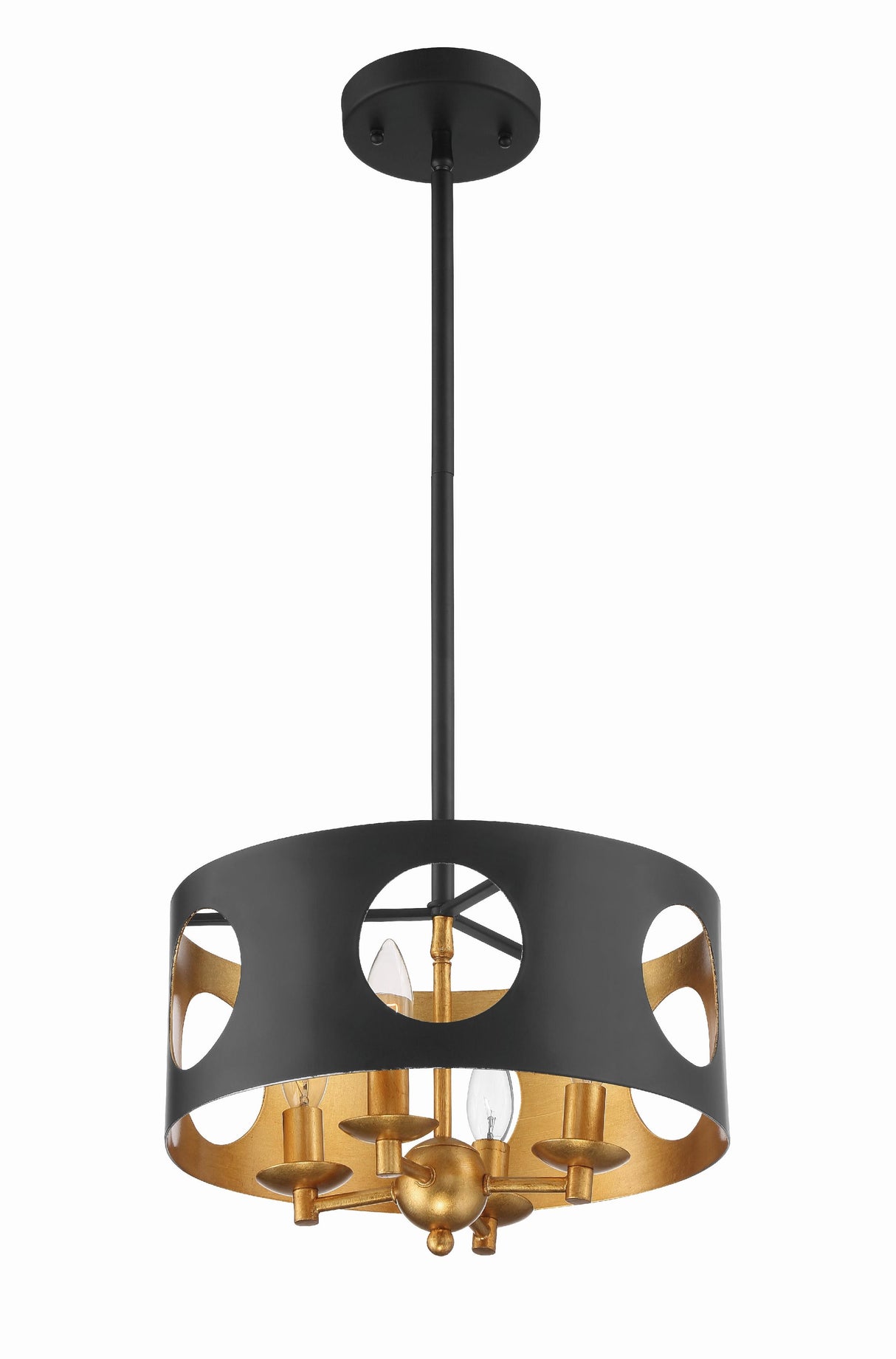 Crystorama Odelle 4 Light Black + Antique Gold Chandelier