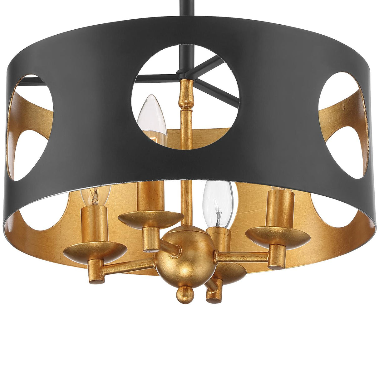 Crystorama Odelle 4 Light Black + Antique Gold Chandelier