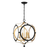 Crystorama Odelle 4 Light Black + Antique Gold Lantern Chandelier