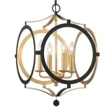 Crystorama Odelle 4 Light Black + Antique Gold Lantern Chandelier