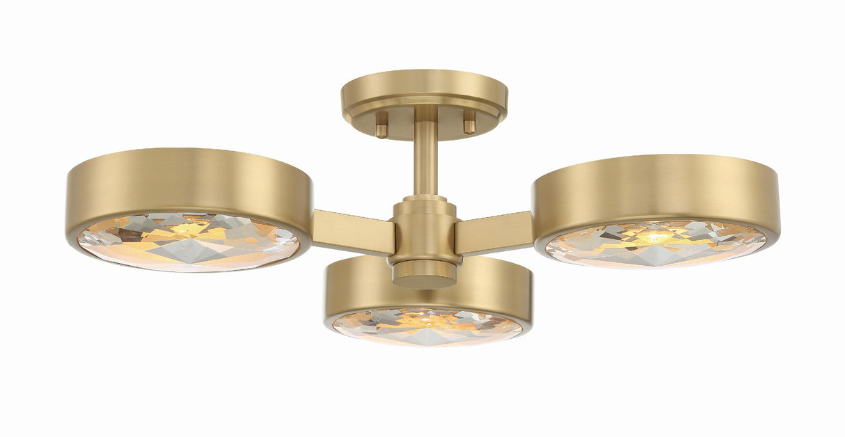 Crystorama Orson 3 Light Modern Gold Semi Flush Mount