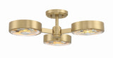 Crystorama Orson 3 Light Modern Gold Semi Flush Mount