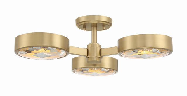 Crystorama Orson 3 Light Modern Gold Semi Flush Mount